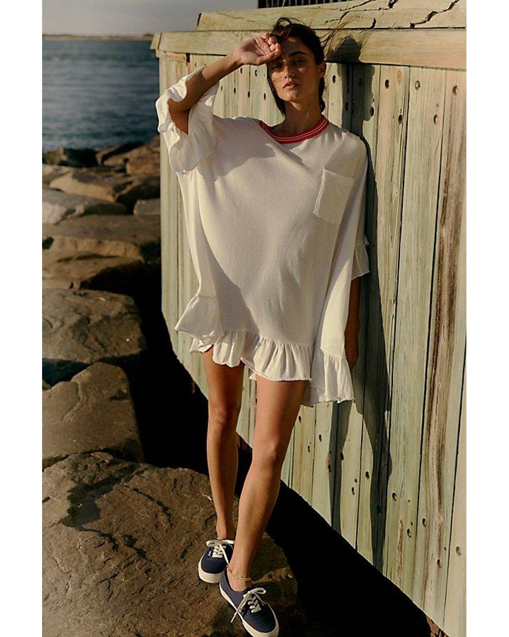 Free People Multicolor Campus Classic Tee Mini Dress