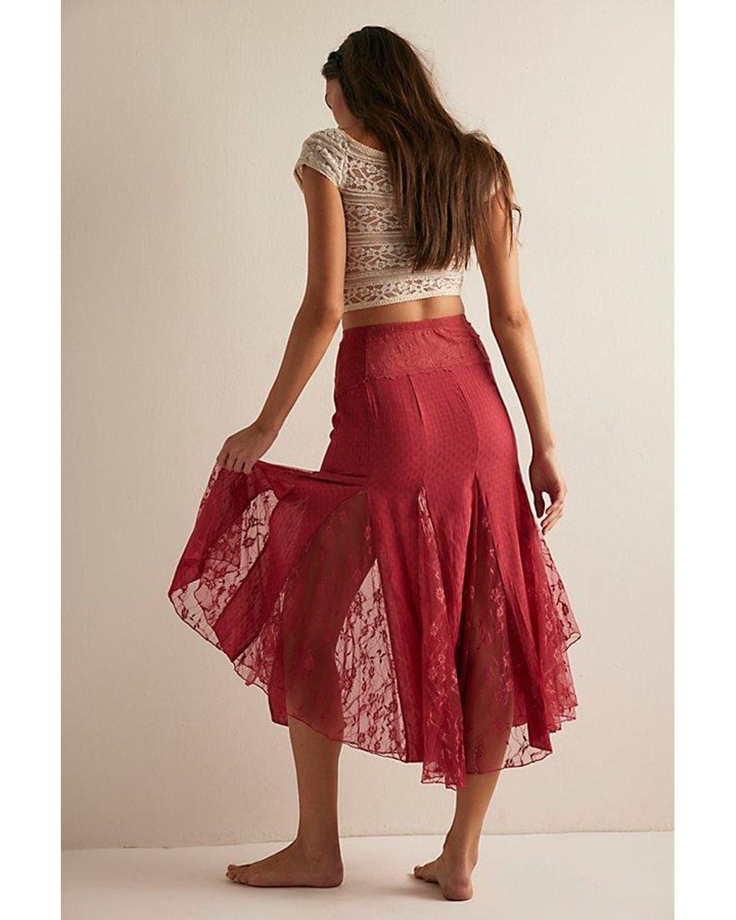 Intimately By Free People Red Nice To Meet You Maxi Slip Skirt