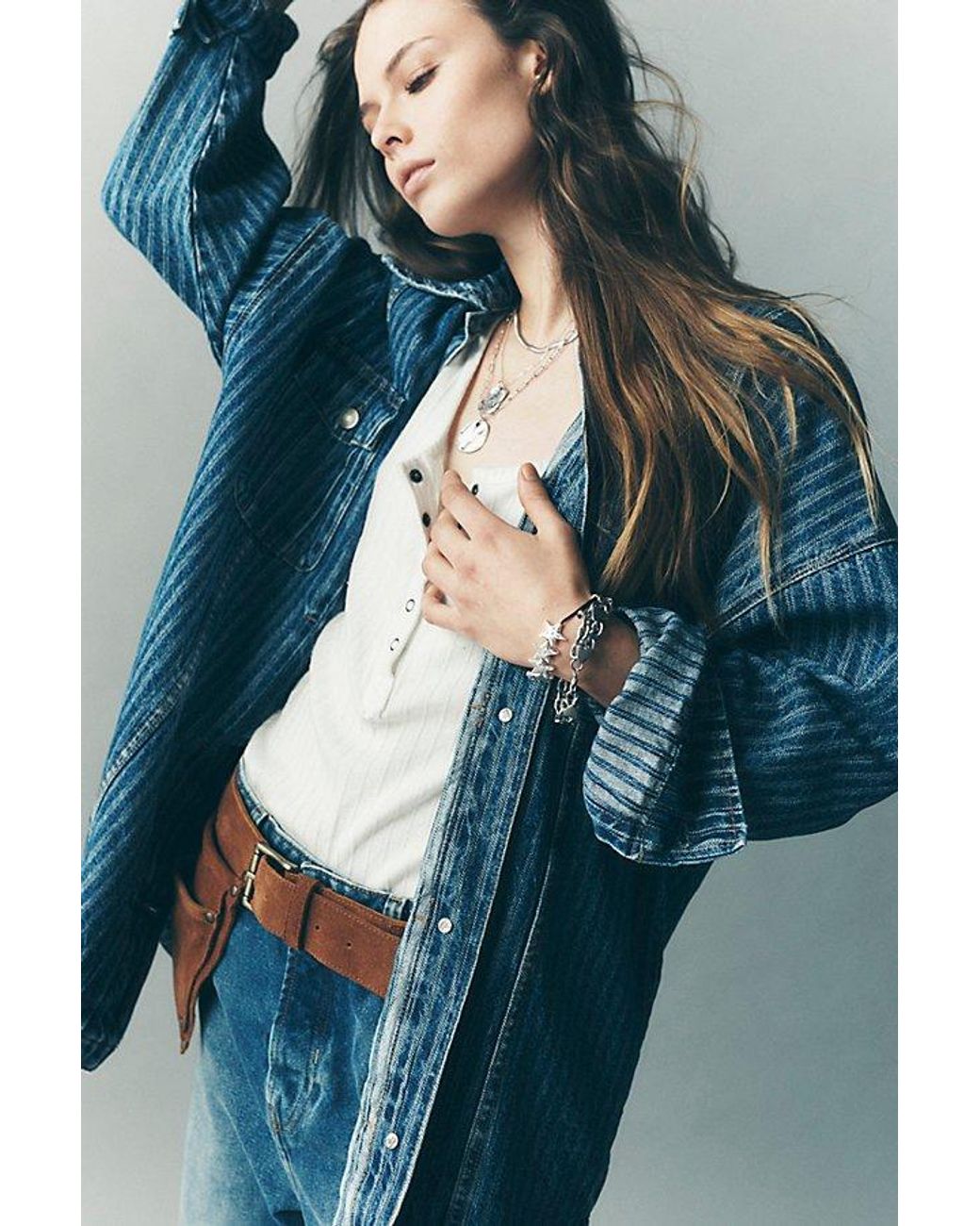 Free People Dunes Shirt Jacket in Blue | Lyst