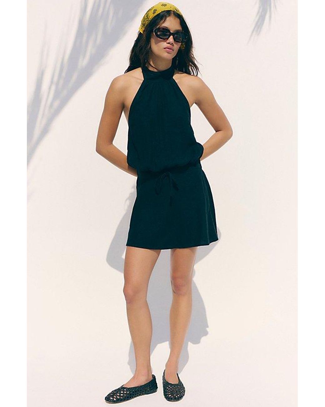 free-est Black Sandshell Linen Drea Mini Dress By