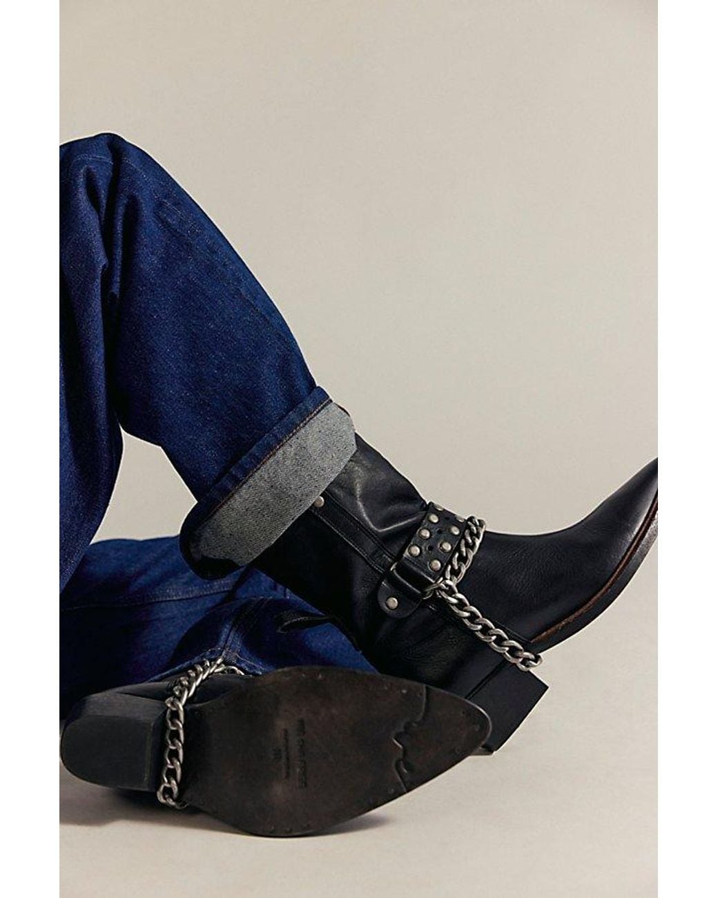 Free People Aiden Chain Boots in Black | Lyst