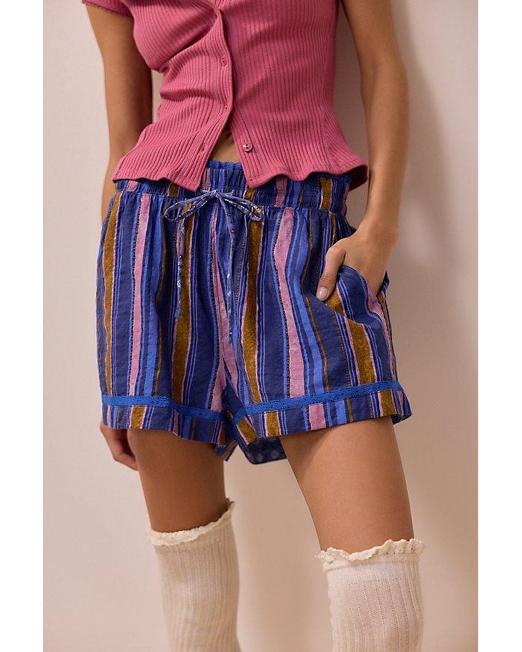 Intimately By Free People Blue On Repeat Lounge Shorts By