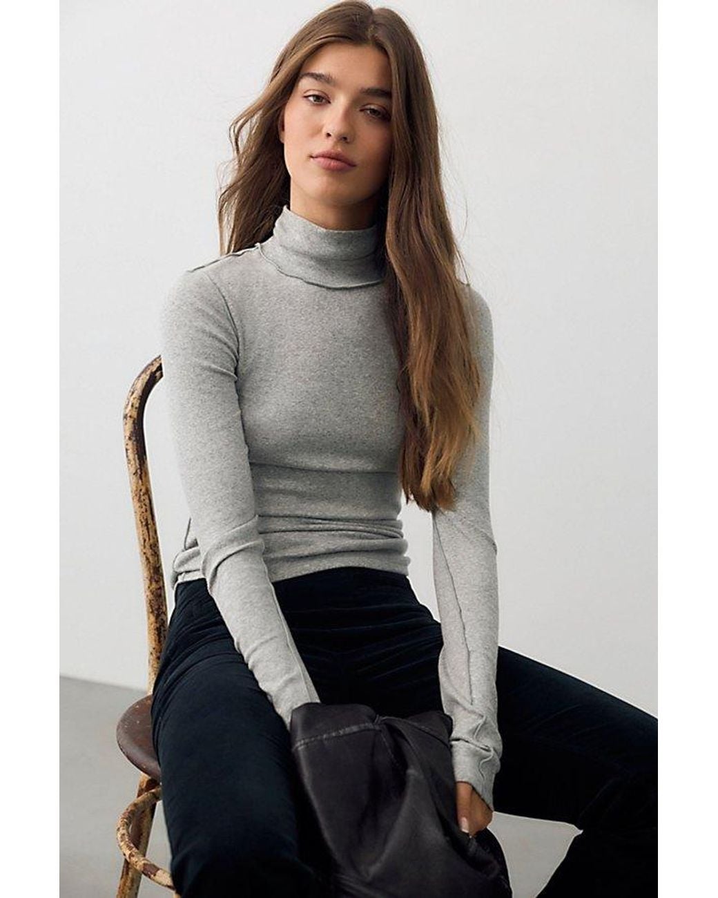 Free People Gray Good Good Turtleneck Top