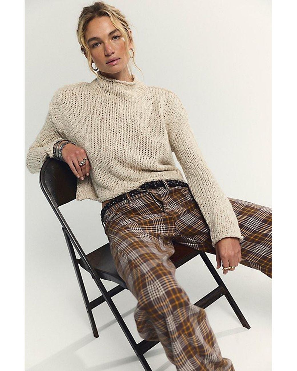 Free People Brown Opal Rollneck Knit Jumper