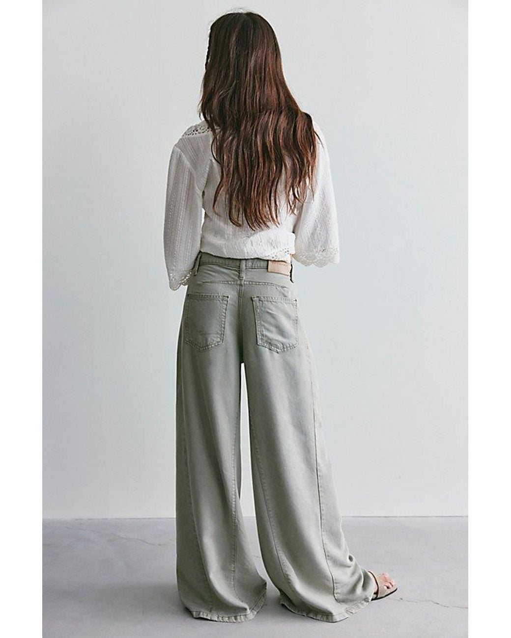 Free People Green Haven Twisted Wide-Leg Jeans