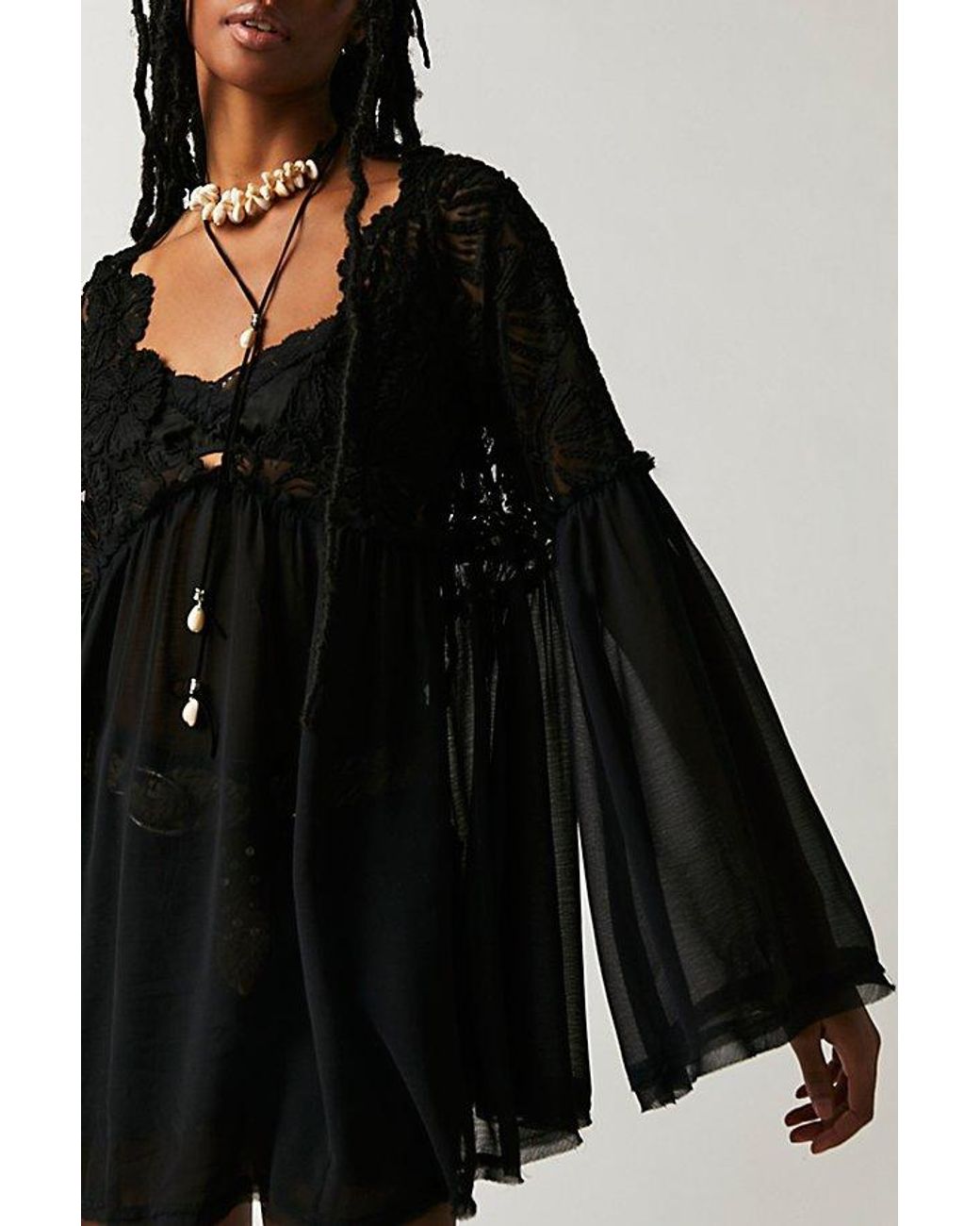 Free People Magdalene Crochet Tunic in Black | Lyst