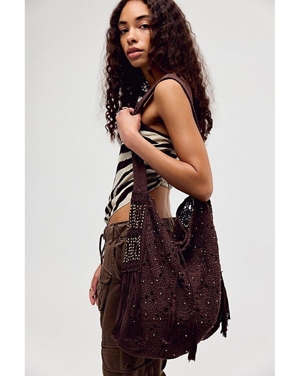 Free People Brown Sunrise To Sunset Crochet Tote