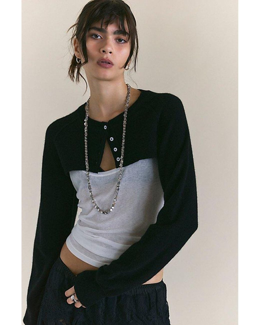 Free People Black Porta Cashmere Shrug