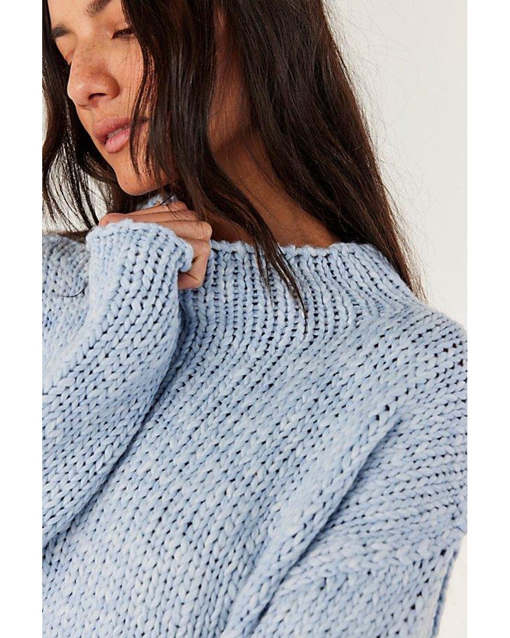 Free People Blue Opal Rollneck Knit Jumper