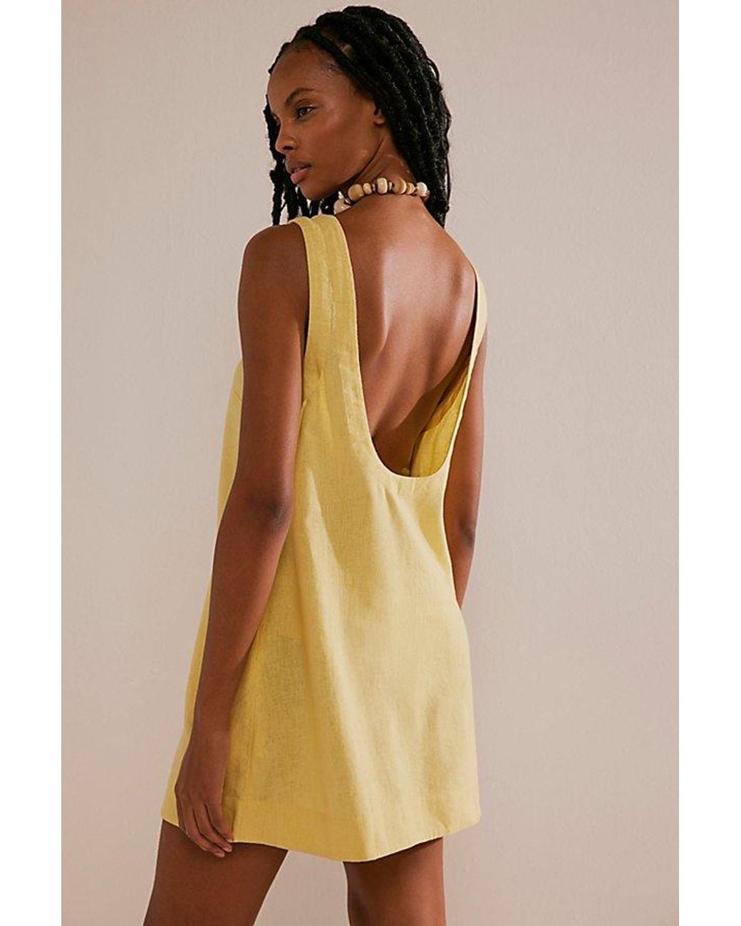 knee length dresses for ladies Free People Free-Est Beachside Cotton-Linen Mini Dress – White Chocolate  Couture main image 1