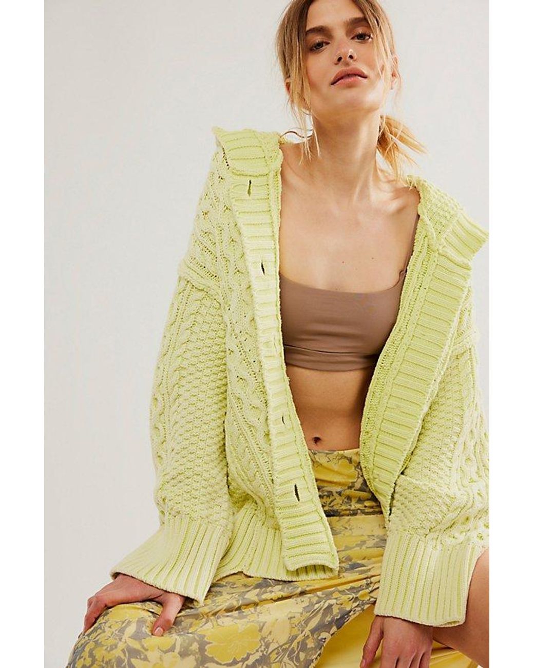 Free people cheap yellow cardigan