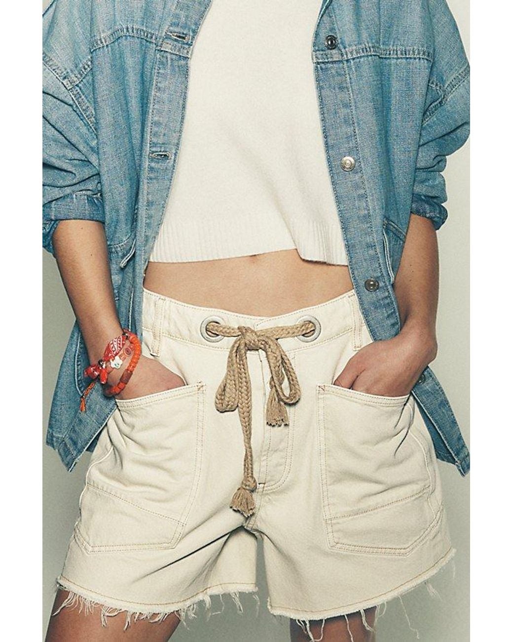 Free People Natural Moxie Barrel Shorts