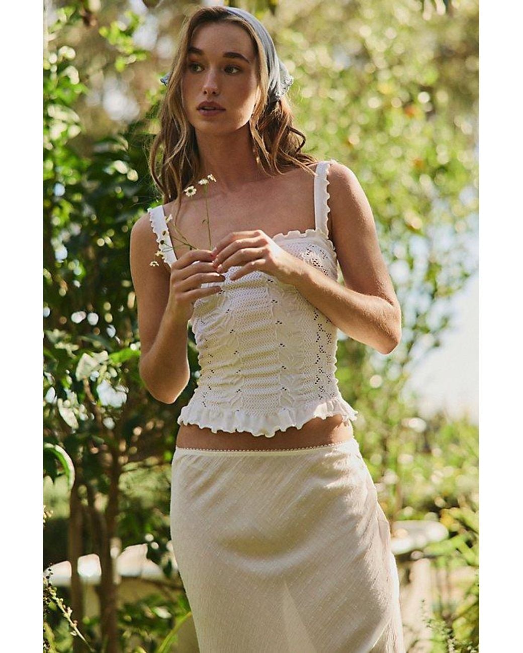 Intimately By Free People Green So Soft Frill Square Neck Tank Top By