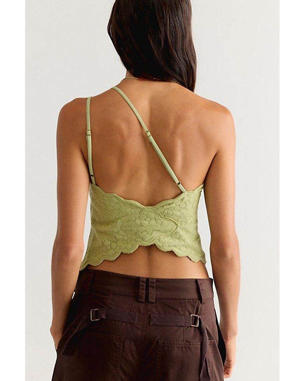 Free People Green Clover One-Shoulder Top
