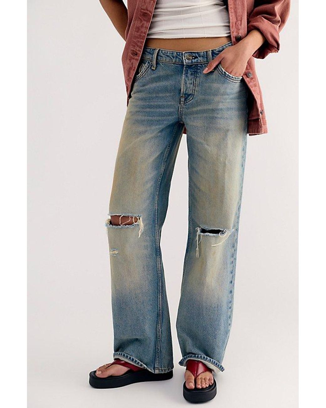 Free People Blue Tennessee Low-Rise Boyfriend Jeans