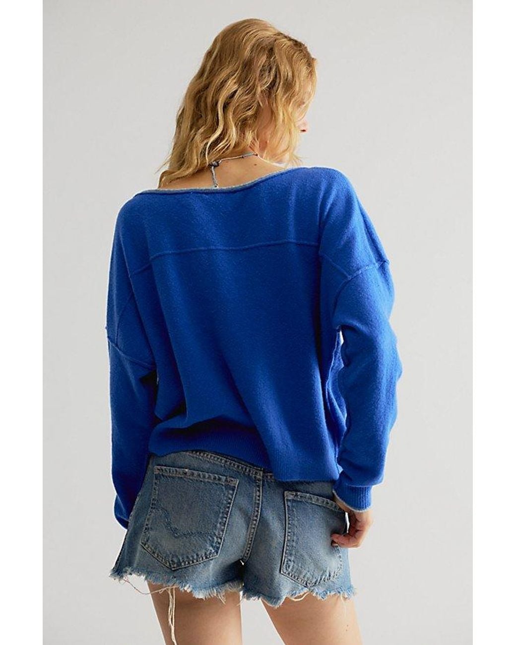 Free People Blue See Me Softspun Pullover