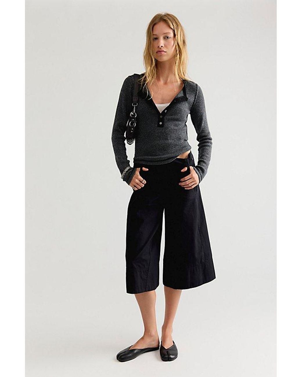 Free People Black Hudson Striped Cashmere Henley
