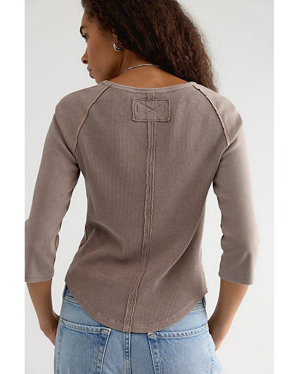 Free People Brown Easy Does It Three-Quarter Sleeve Top