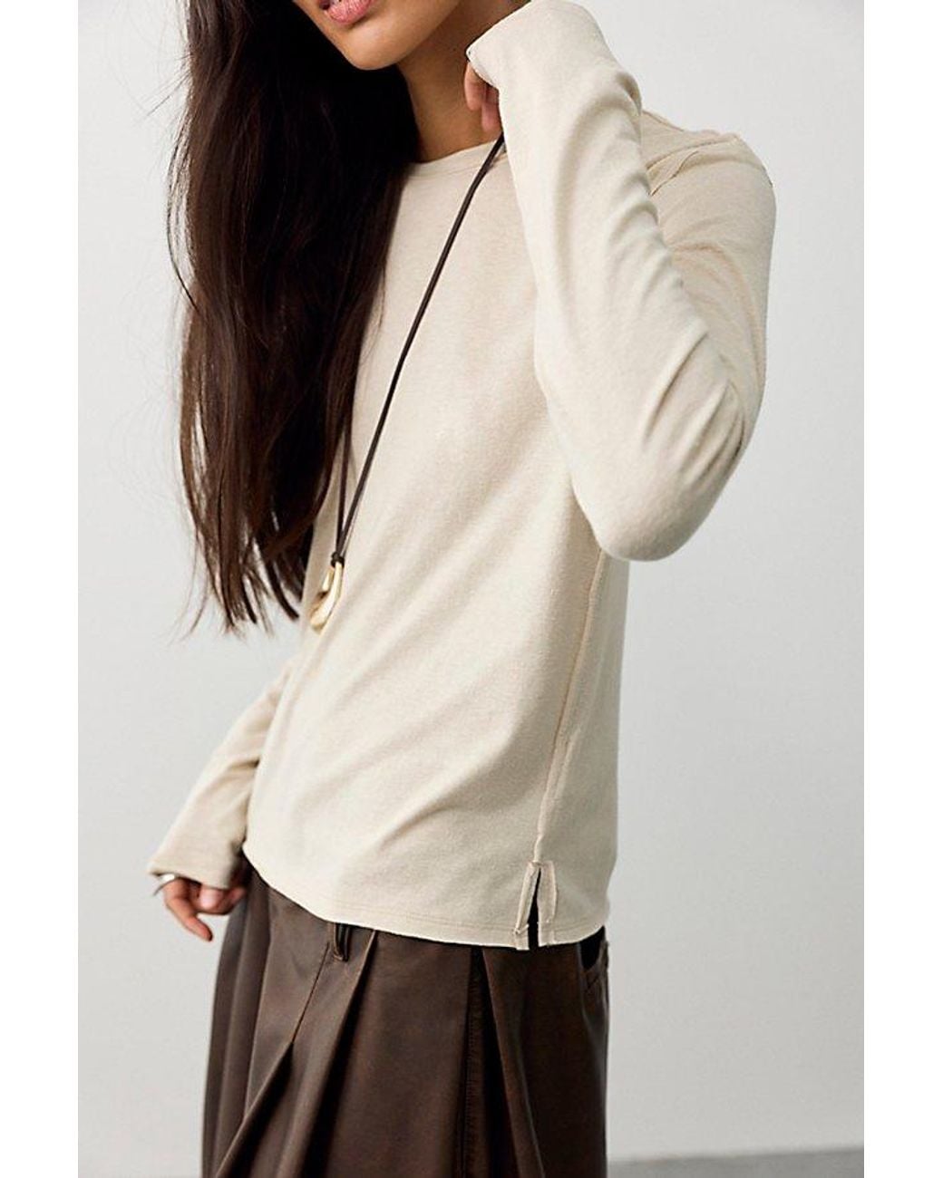 Free People Natural Nova Long-Sleeve Tee