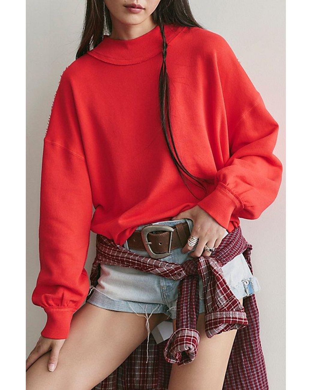 Free People Red Palm Springs Pullover