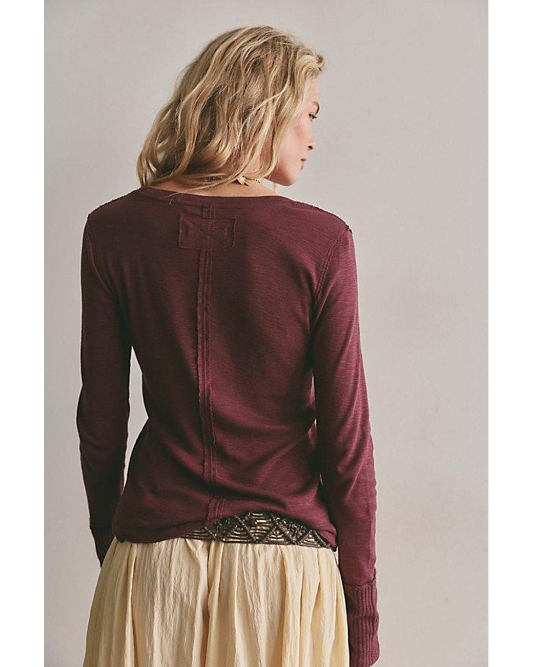 Free People Brown Tinsley Long Sleeve Top