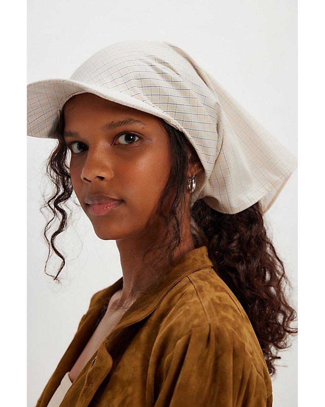 Free People Ellie Brimmed Scarf Hat in Beige Pinstripe NWT clyde-designer-Beige-Pinstripe  main image 3
