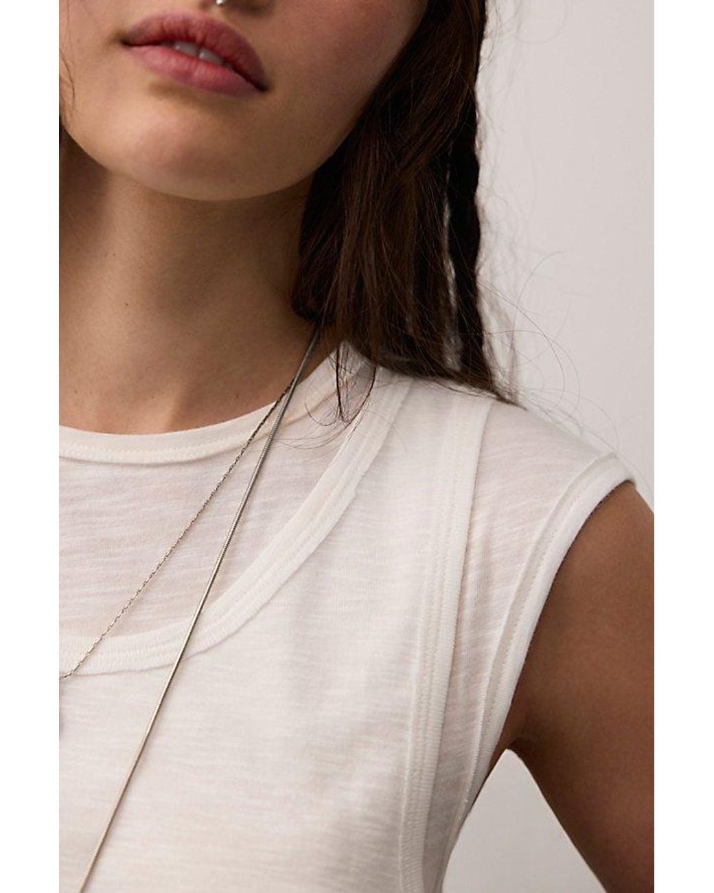 Free People White Tinsley Twofer Short-Sleeve Top