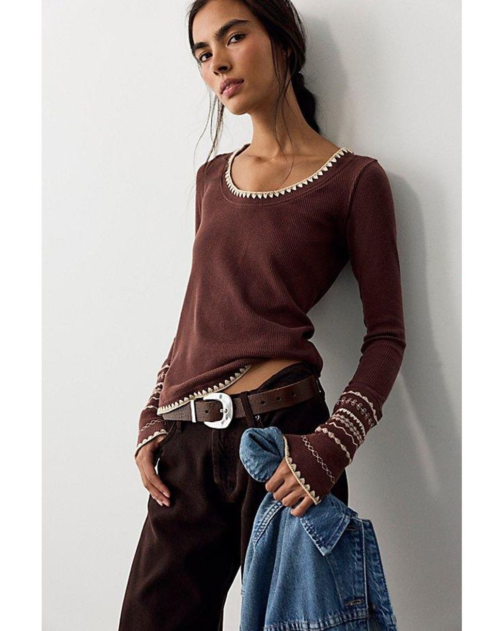 Free People Brown Aspen Thermal