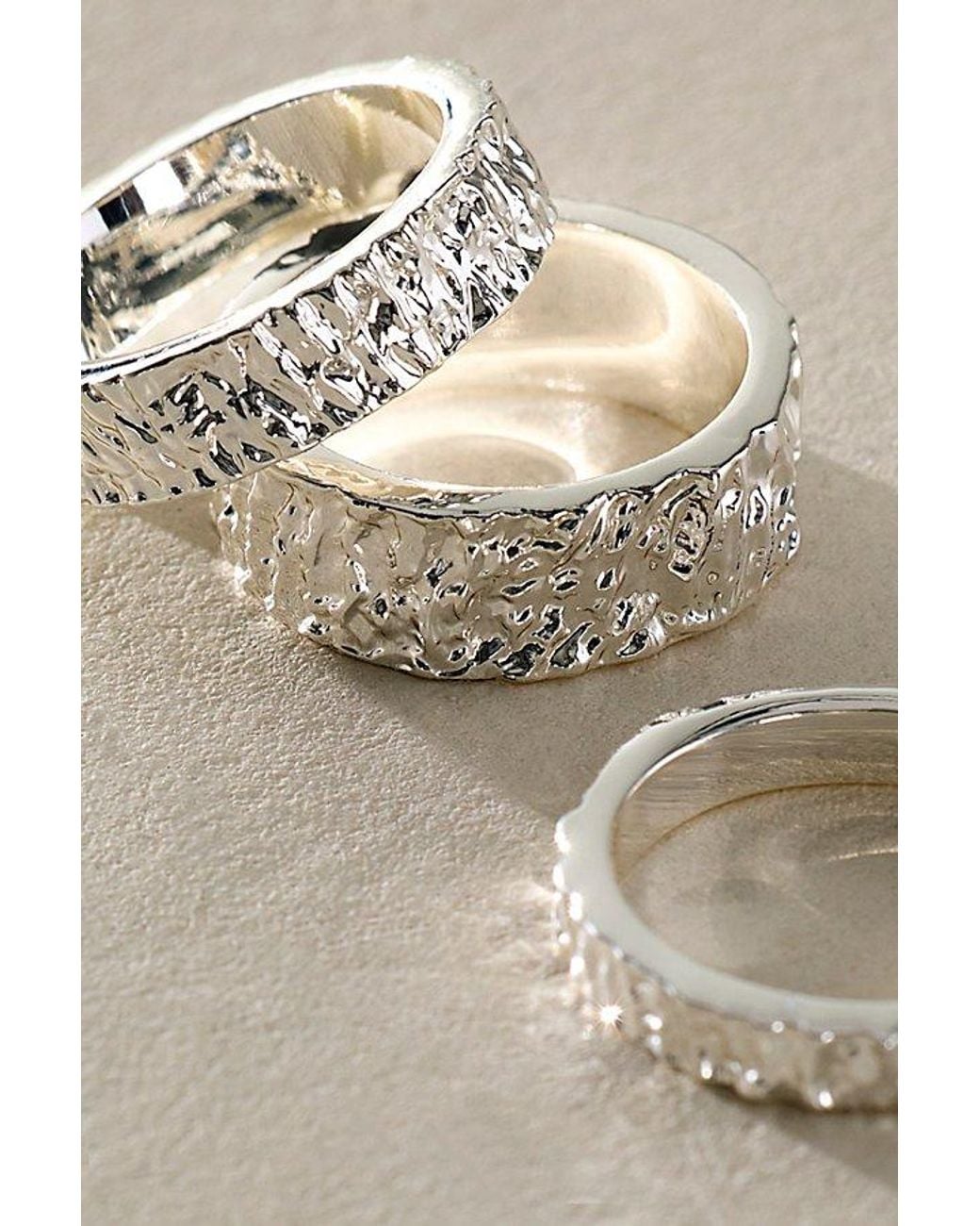 Free People Natural Lumen Wide Stack Plated Ring Set