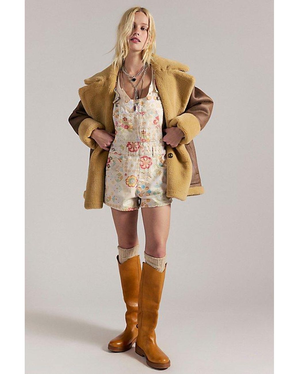 Free People Natural We The Free Ziggy Printed Shortalls