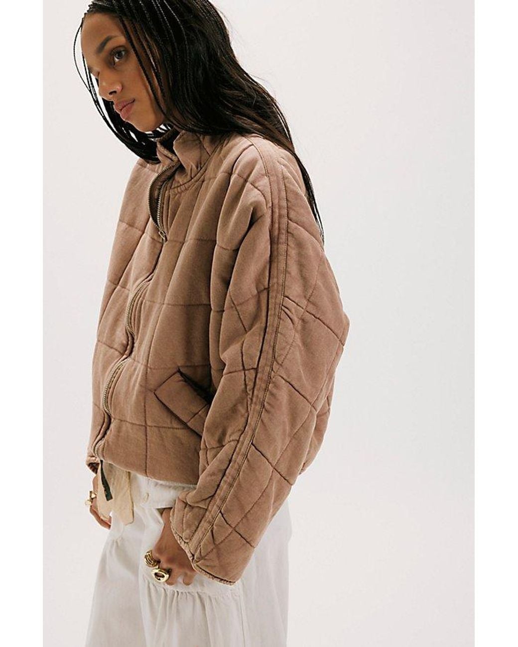Free People Blue Dolman Quilted Knit Jacket