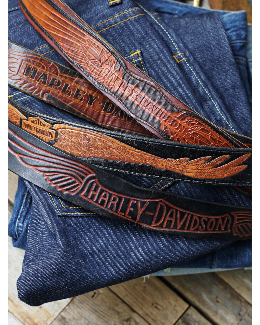 Harley-Davidson Men's Free Rein American Flag Leather Belt - Brown (32),  Harley Davidson 