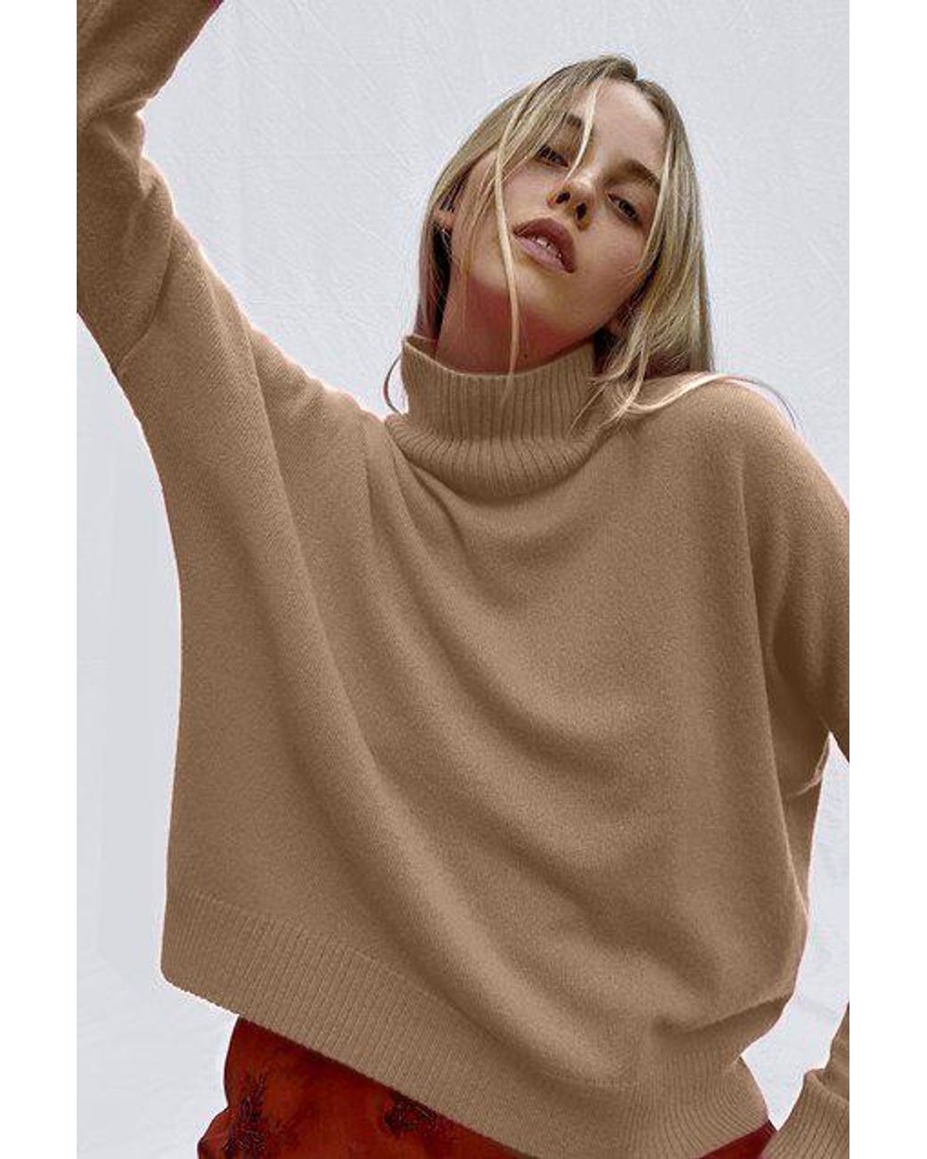 French Connection Cashmere Blend Longsleeve High Neck Sweater in Camel (Natural) Lyst