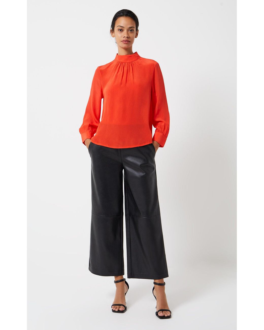 French Connection Etta Recycled Vegan Leather Culottes in Red | Lyst UK