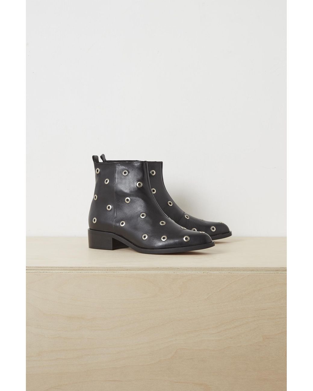 French Connection Leather Valera Eyelet Ankle Boots In Black Lyst