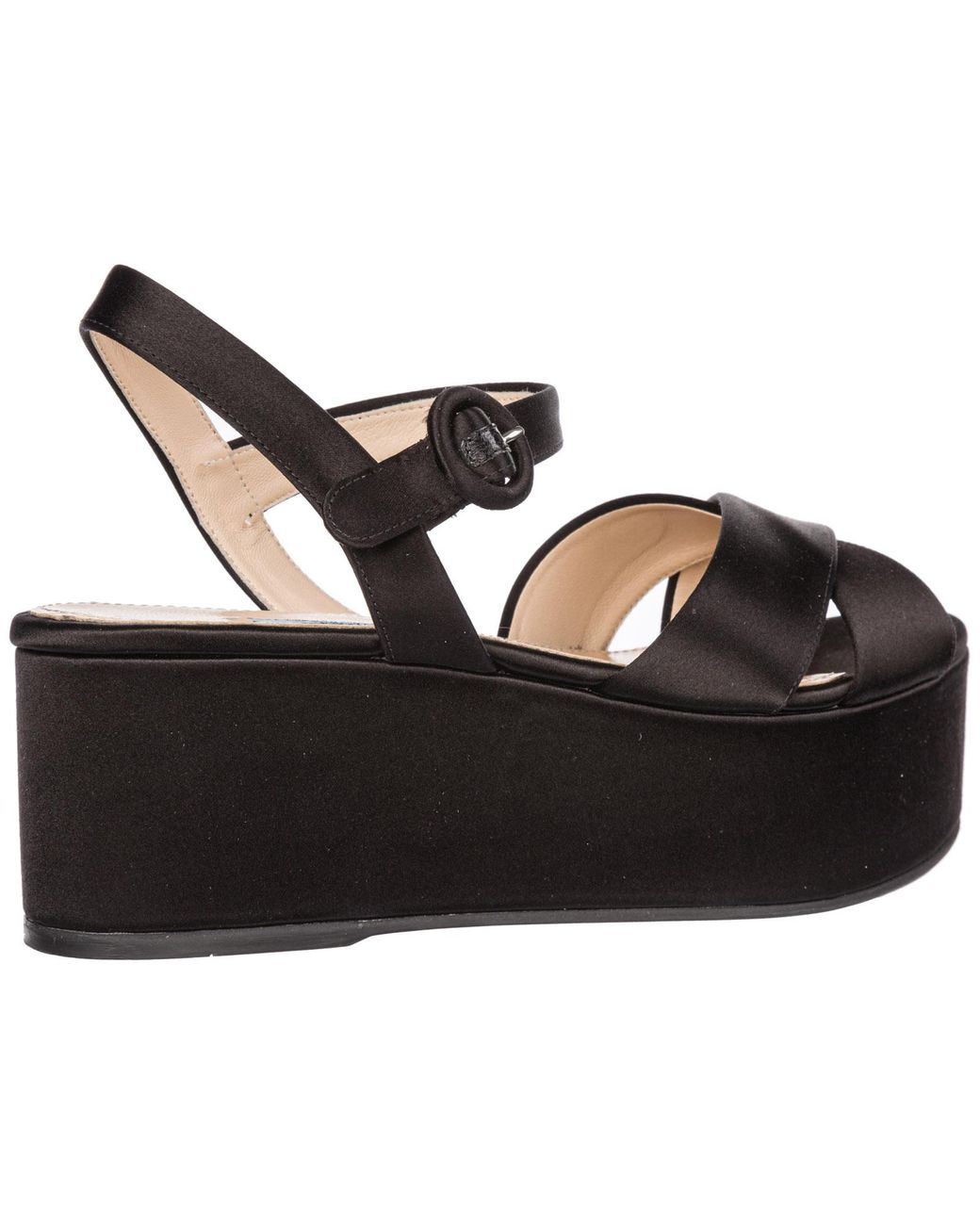 Prada Leather Platform Sandals in Nero (Black) | Lyst UK