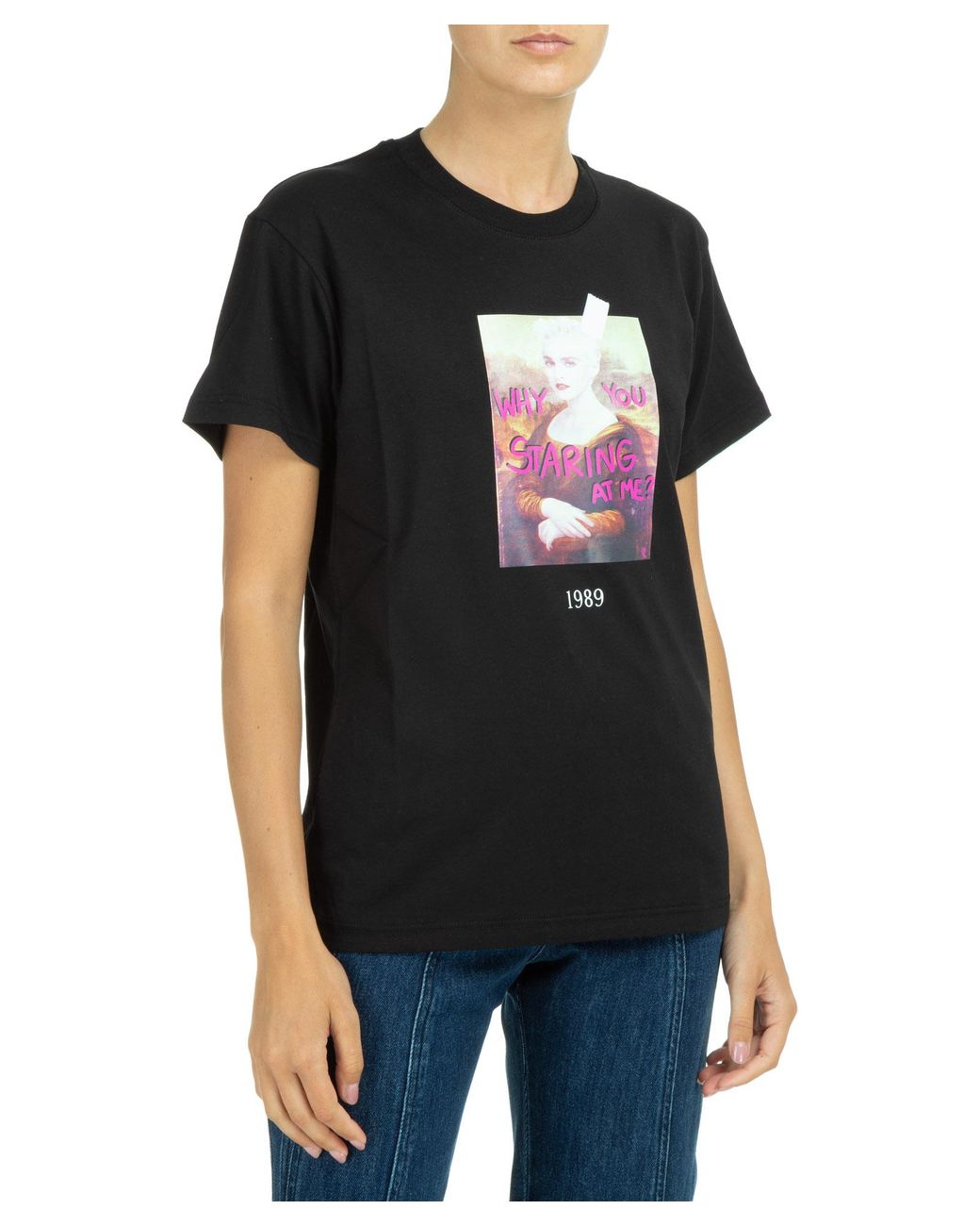 Throwback. Cotton Madonna T-shirt in Black - Save 64% | Lyst