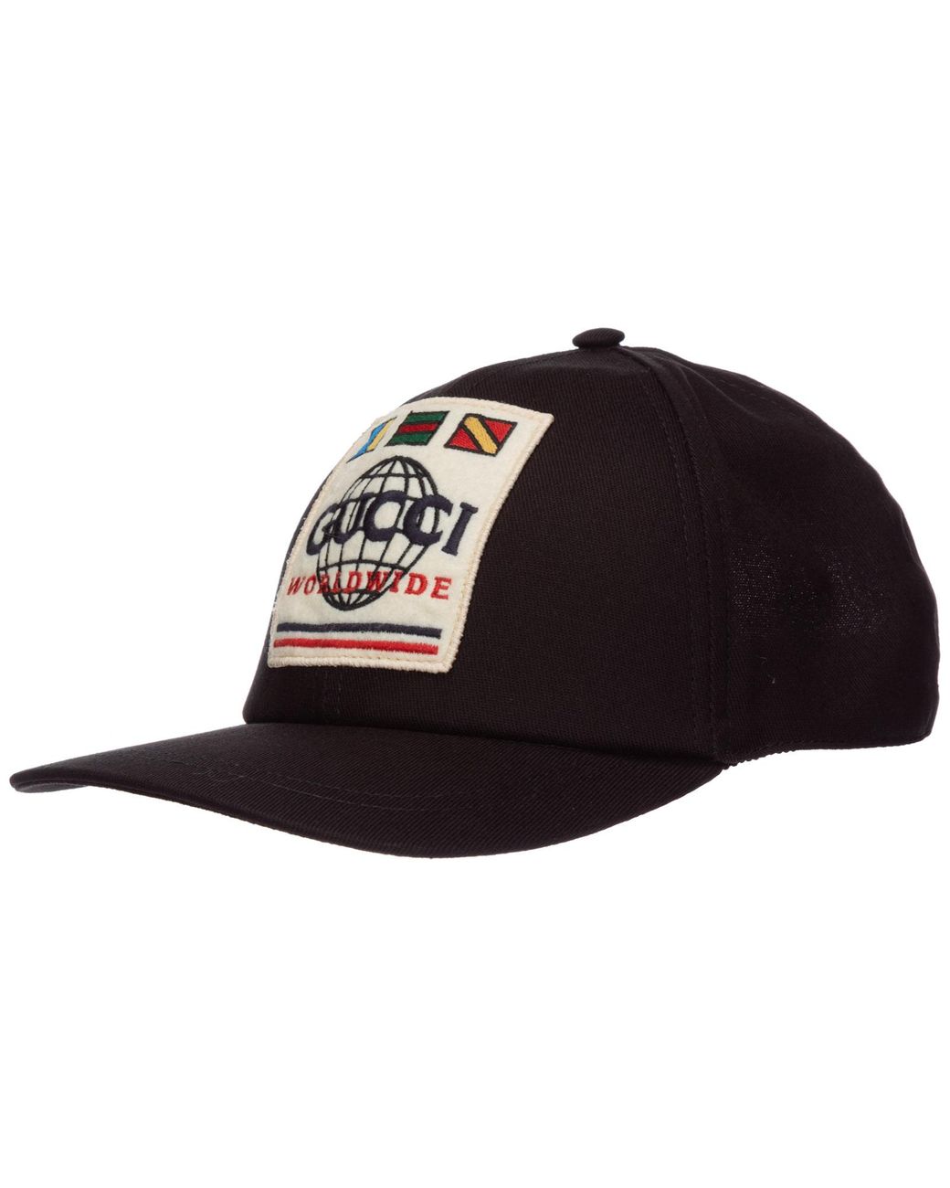 Gucci Baseball Hat With Worldwide Patch in Black for Men | Lyst