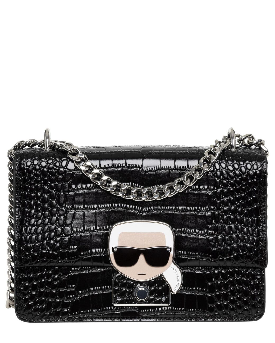 Karl Lagerfeld K/ikonik Leather Shoulder Bag in Black Lyst