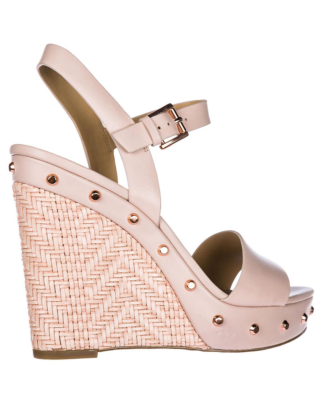 Michael Kors Leather Shoes Wedges Sandals Ellen in Pink | Lyst