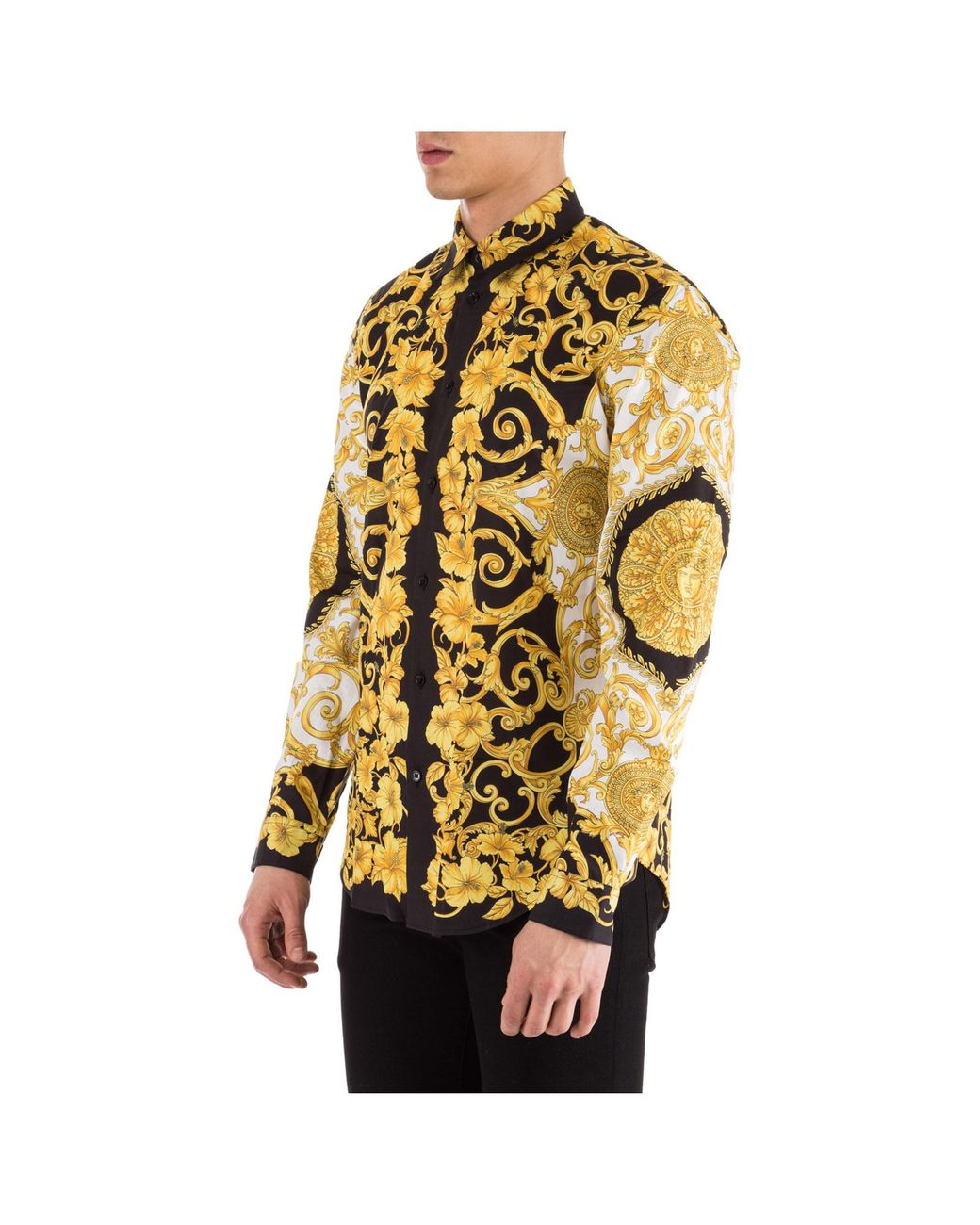 Versace Men's Long Sleeve Shirt Dress Shirt in Metallic for Men | Lyst