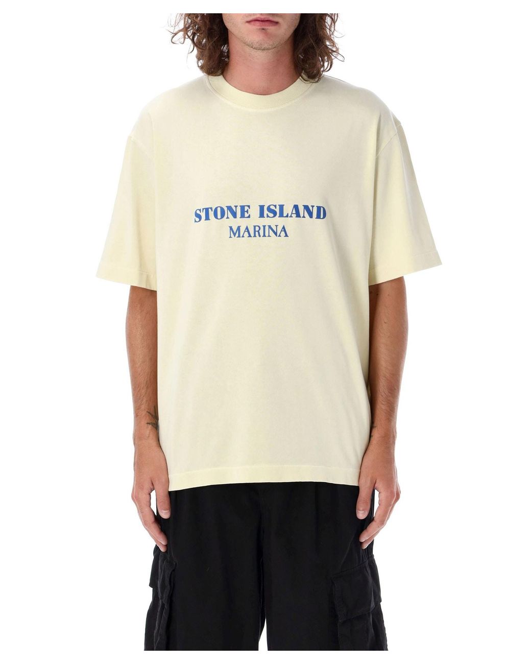 【STONE 】 Marina cotton T-shirt Stone Island Men's Marina Organic Cotton T-Shirt in Apricot
