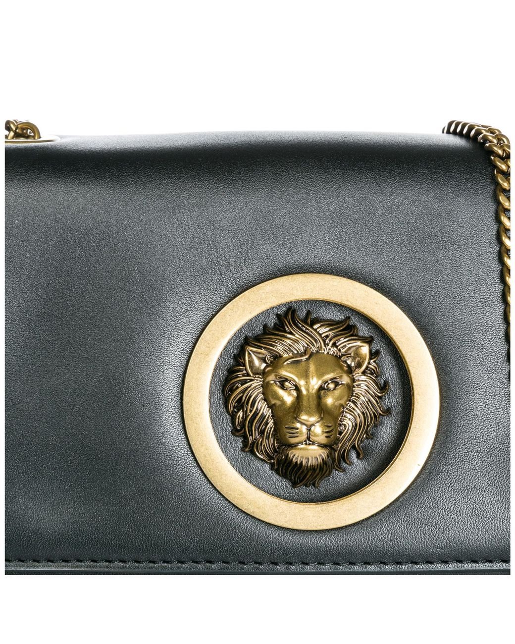Versus Leather Clutch With Shoulder Strap Handbag Bag Purse Lion Head in Black Lyst