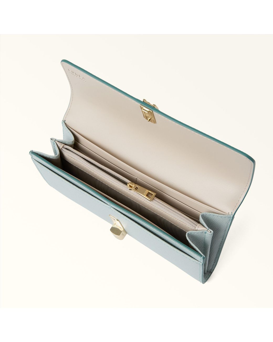 Furla Green Iride Continental Wallet Edera Textured Leather