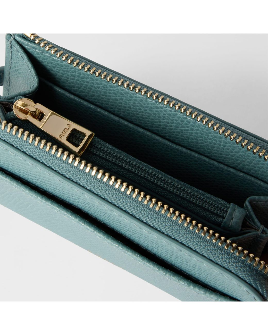 Furla Blue Laura Card Case Cloud Textured Leather