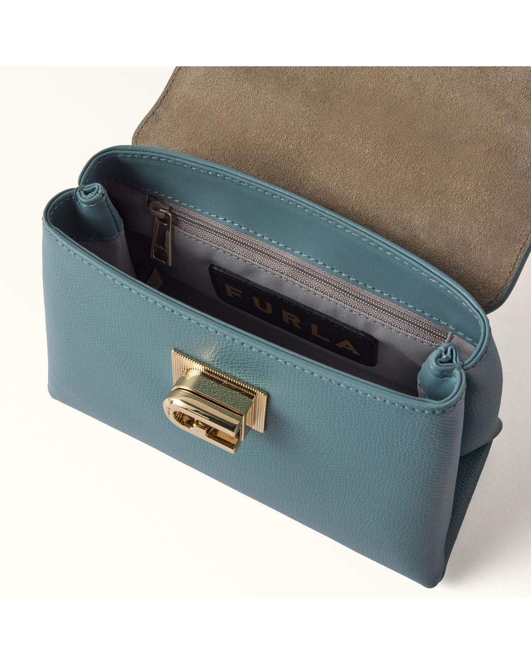 Furla Blue 1927 Top Handle Mini Cloud Textured Leather