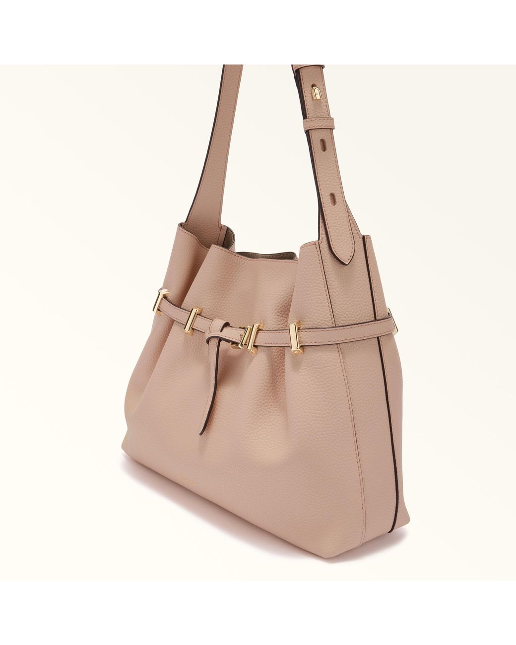 Furla Natural Aura Bucket Bag Anemone Keria Grained Calf Leather