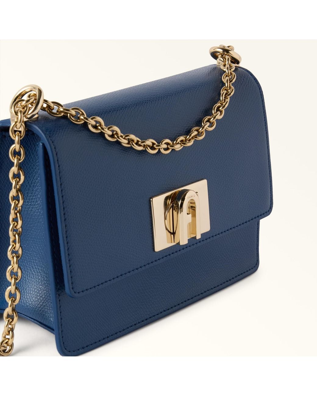 Furla Blue 1927 Crossbody Mini Textured Leather