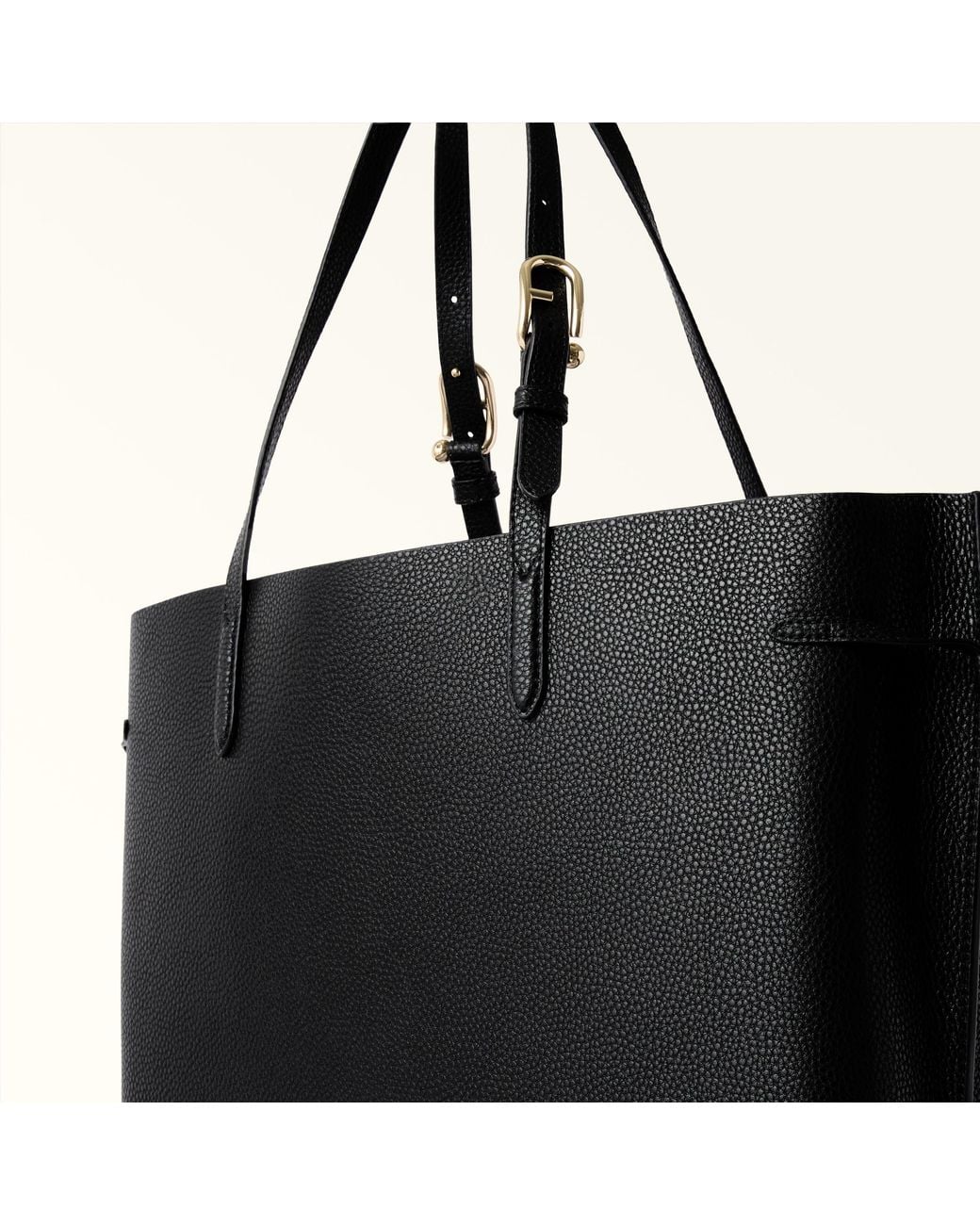 Furla Black Ava Tote Nero Double Pebble Calf Leather