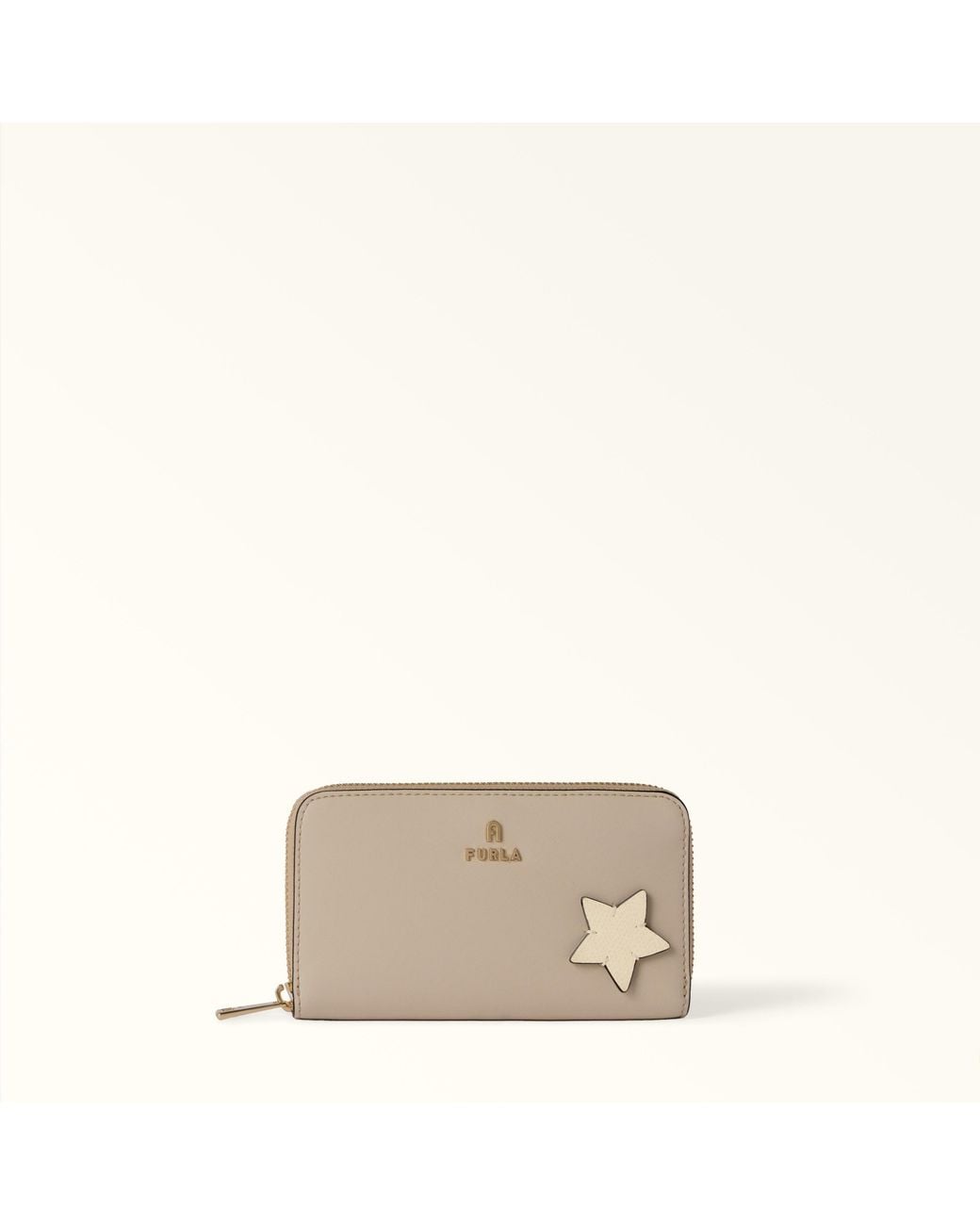 Furla Natural Camelia Zip Around Toni Butter Sidney Calf Leather + Patch Star
